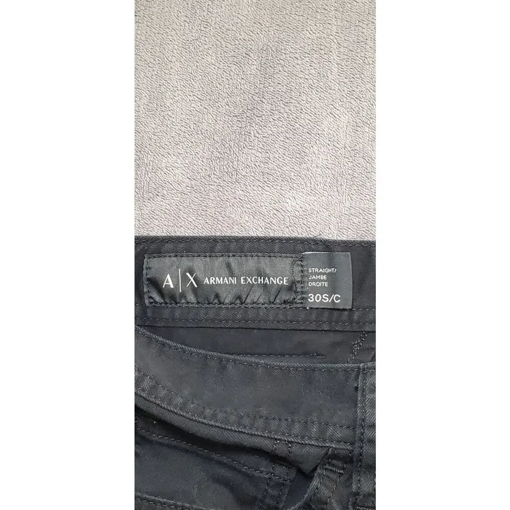 Armani Exchange Jeans Mens Sz 30 Black Straight Leg Stretch Denim Pants C22-32